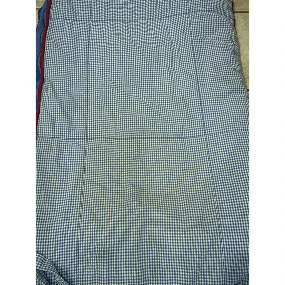Pottery Barn Kids Sleeping Bag Shaggy Head Fluffy Dog Blue Gingham Zippered